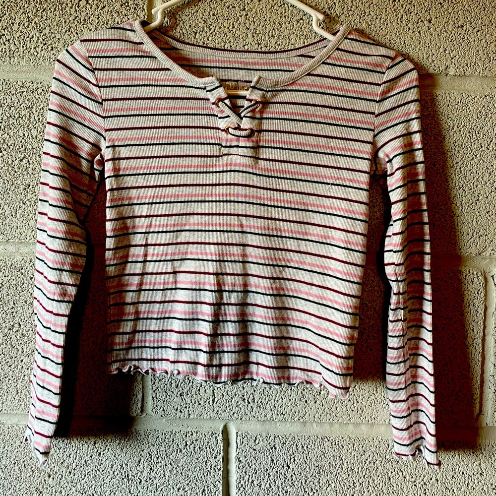 Girls long-sleeved, ribbed, striped t-shirt
